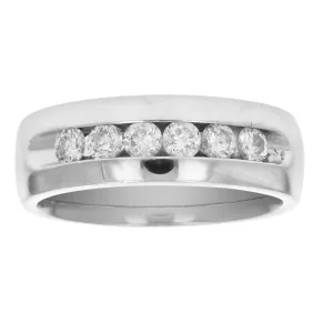 1/2 cttw Diamond Channel Machine Wedding Band in 14K White Gold