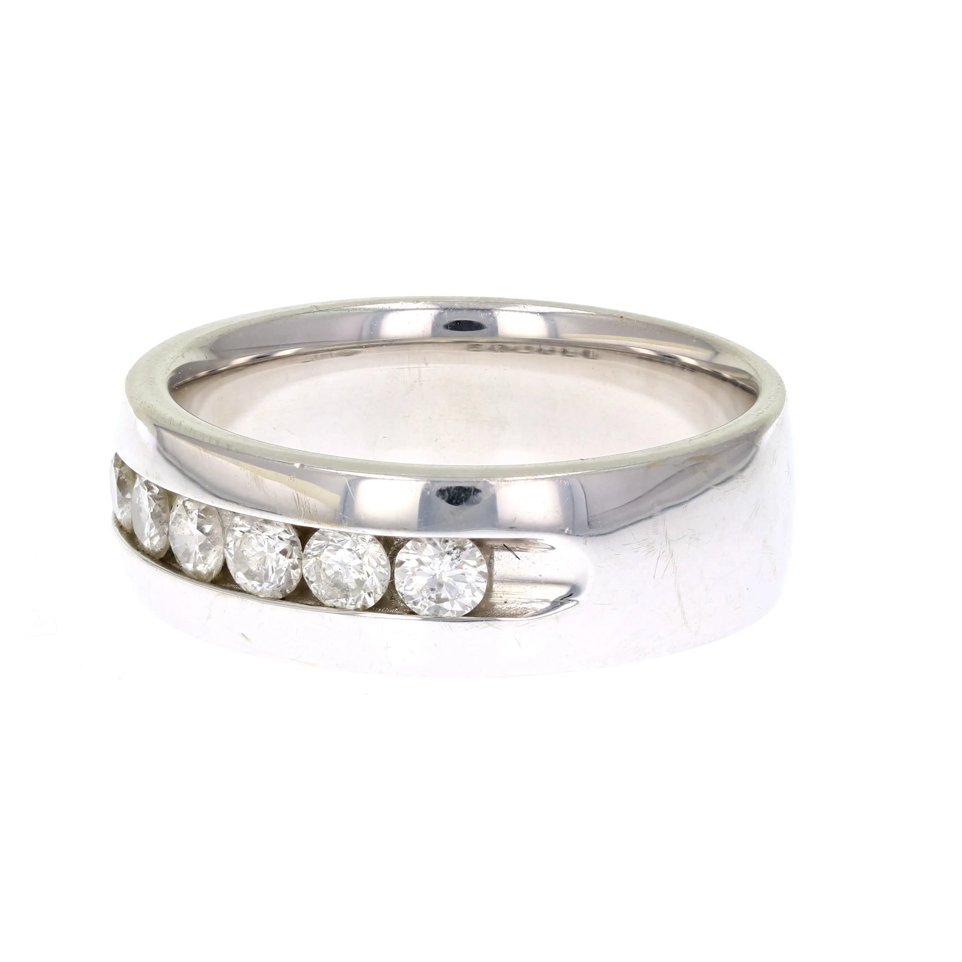 1/2 cttw Diamond Channel Machine Wedding Band in 14K White Gold