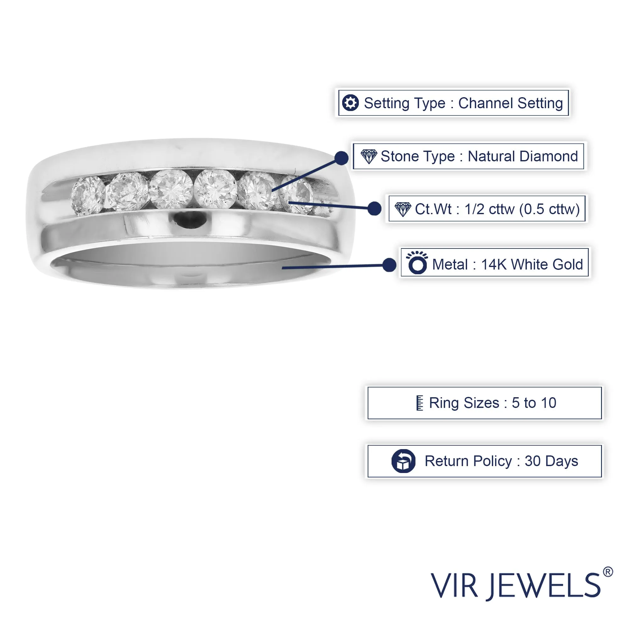 1/2 cttw Diamond Channel Machine Wedding Band in 14K White Gold