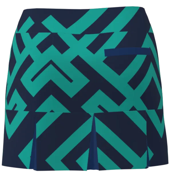 AB SPORT Women's Geo Print Back Pleat Golf Skirt-GTNL
