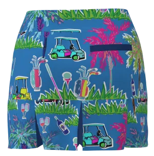 AB SPORT Women's Golf Cart Palm Trees Print Golf Skirt  BSKG05-GCPC