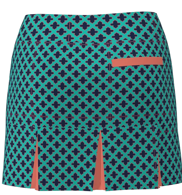 AB SPORT Women's Mosaic Print Back Pleat Golf Skirt - MOSN_COR