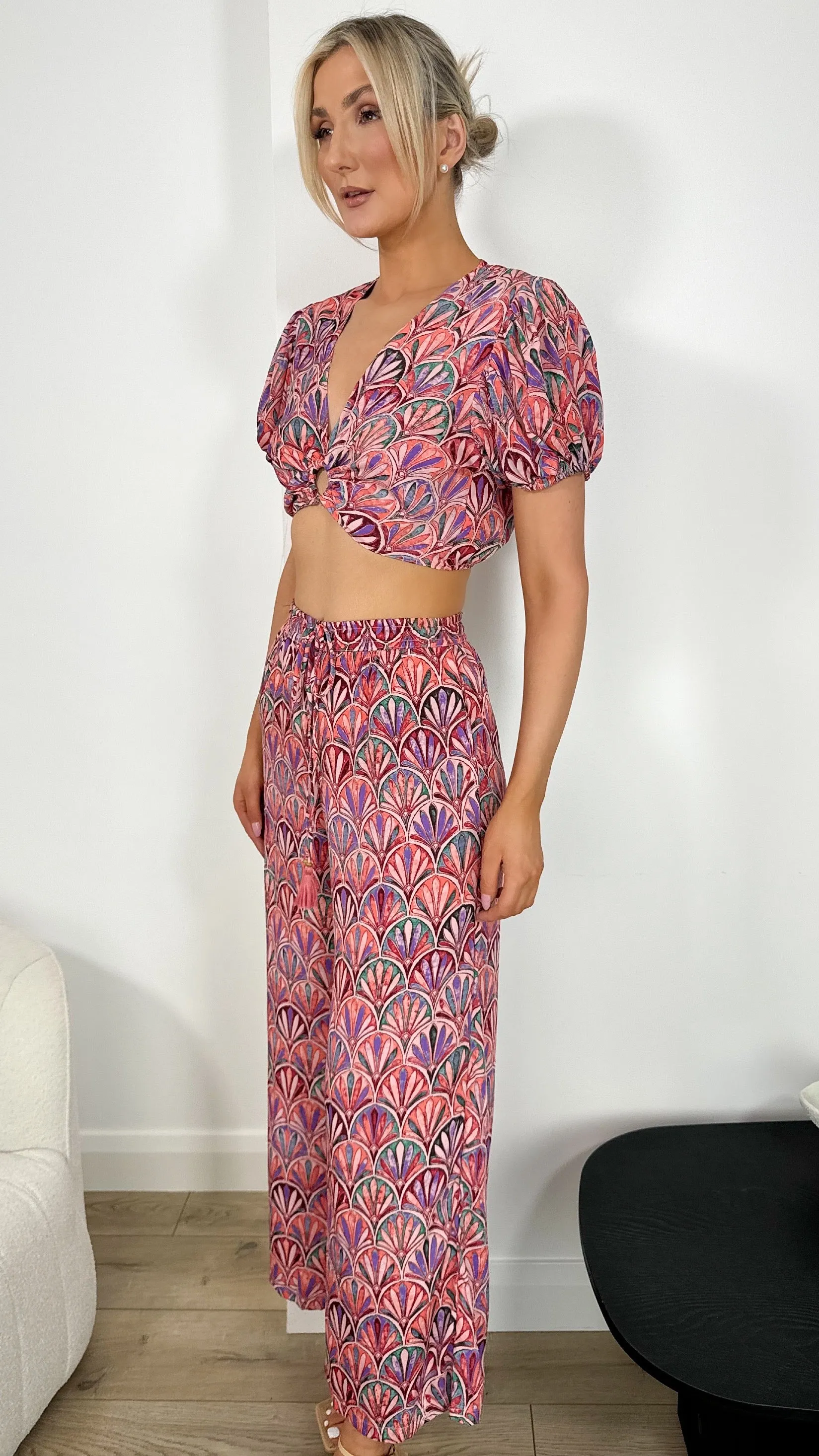 Angela Printed Viscose Set - Pink