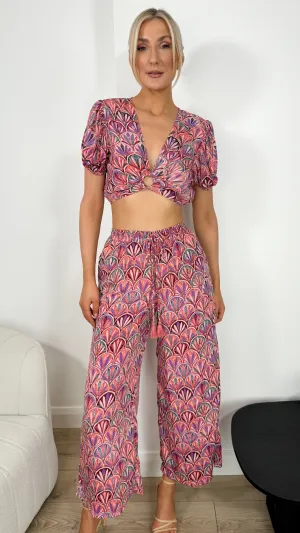 Angela Printed Viscose Set - Pink