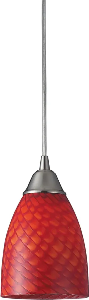 Arco Baleno 1 Light Pendant In Satin Nickel and Scarlet Red Glass
