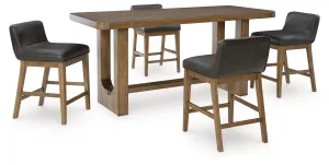 Cabalynn Counter Height Dining Table and 4 Barstools in Light Brown