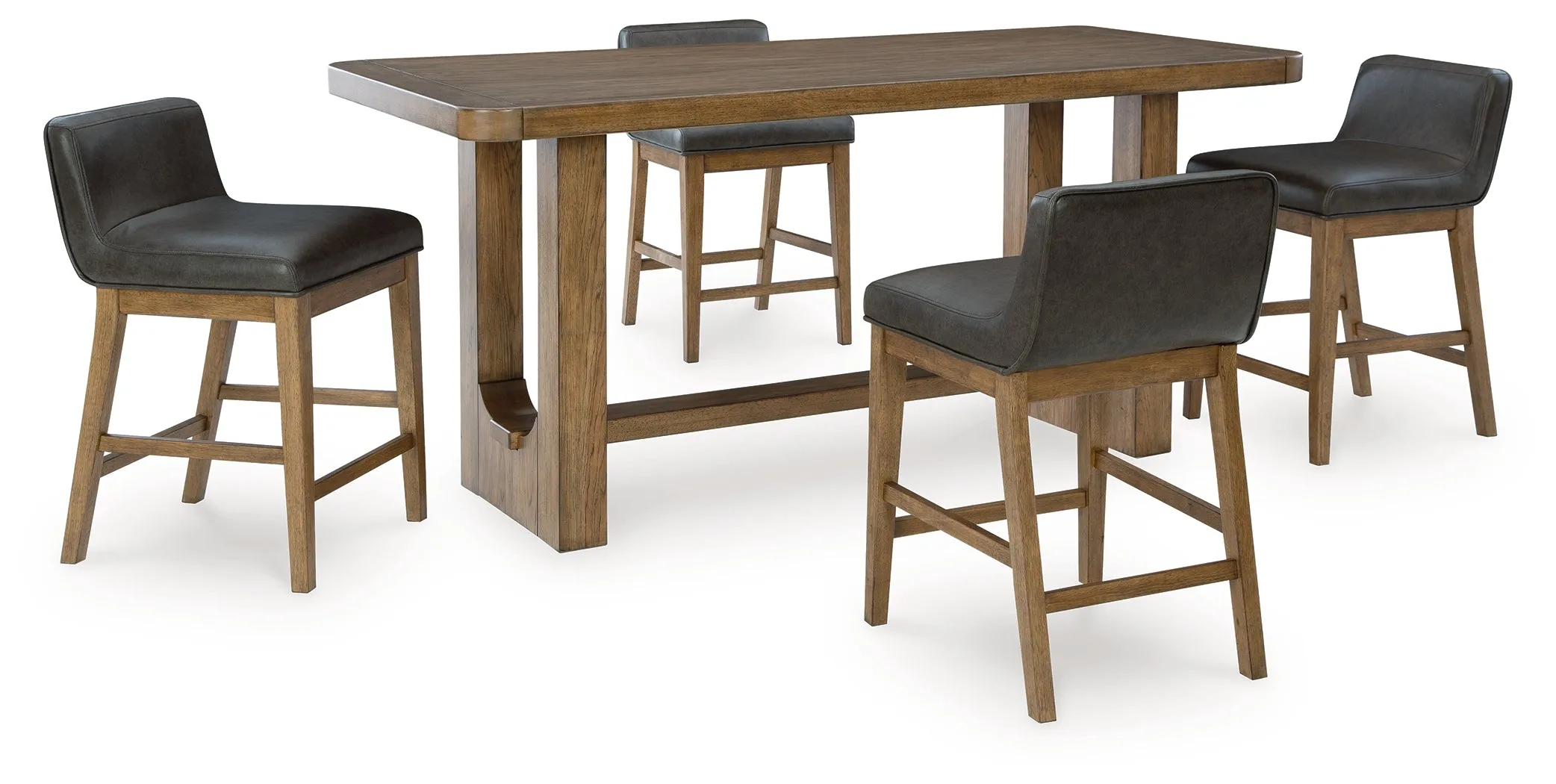 Cabalynn Counter Height Dining Table and 4 Barstools in Light Brown