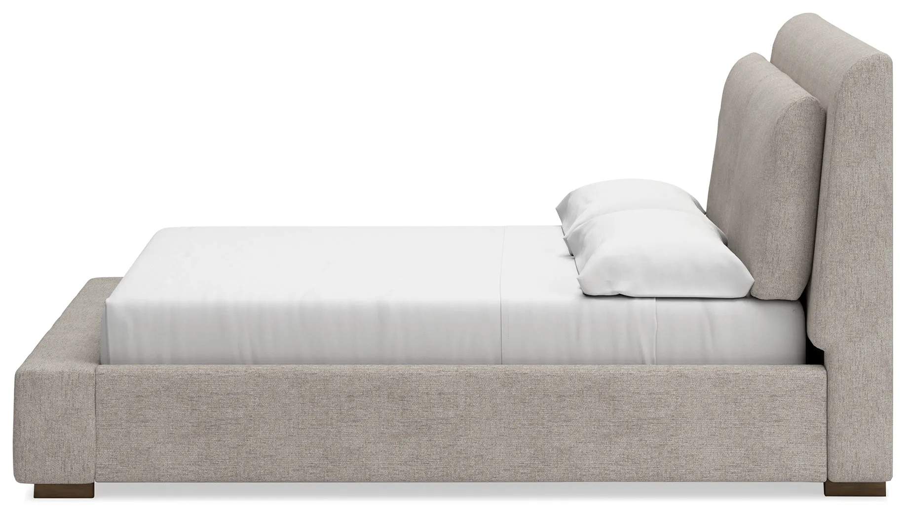 Cabalynn King Upholstered Bed with Mirrored Dresser, Chest and 2 Nightstands in Light Brown