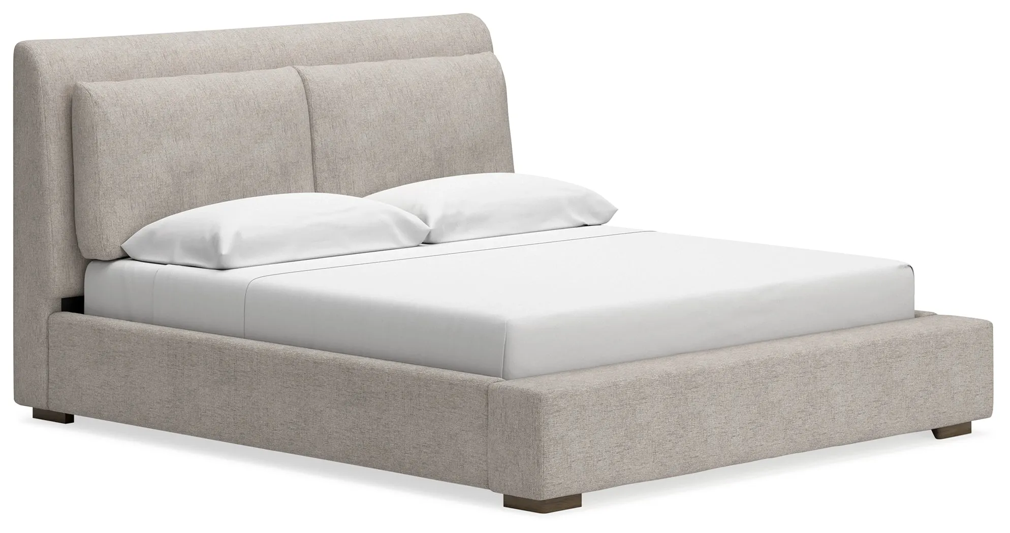 Cabalynn King Upholstered Bed with Mirrored Dresser, Chest and 2 Nightstands in Light Brown