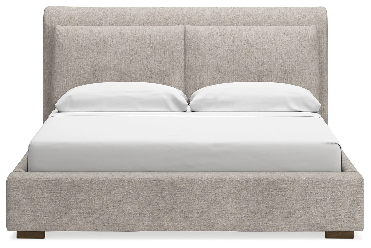 Cabalynn King Upholstered Bed with Mirrored Dresser, Chest and 2 Nightstands in Light Brown