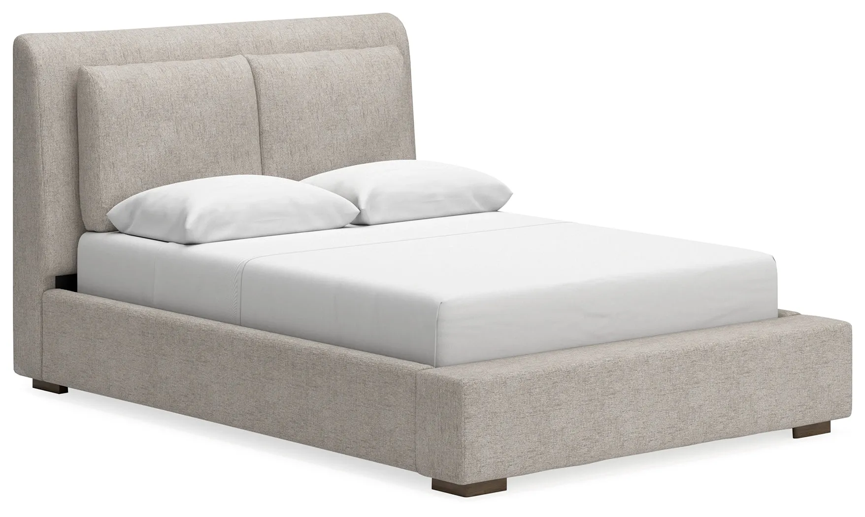 Cabalynn Queen Upholstered Bed with Chest and Nightstand in Light Brown