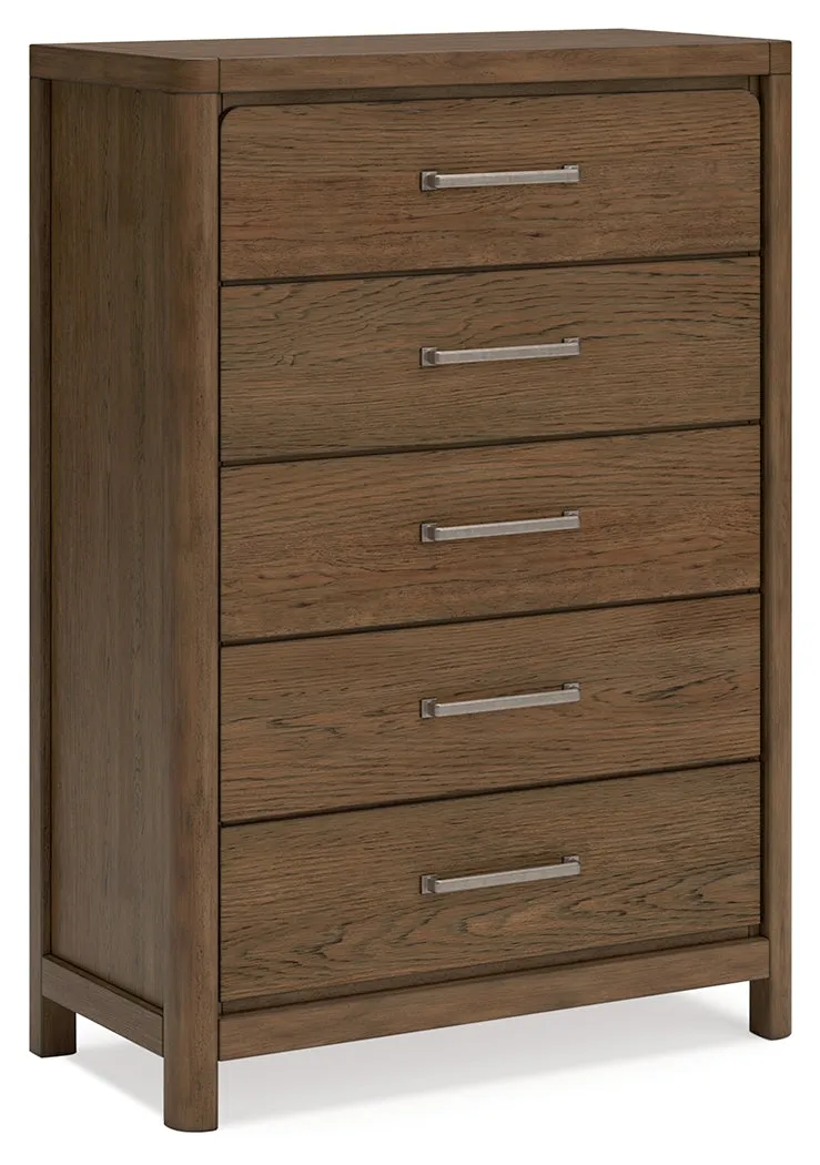 Cabalynn Queen Upholstered Bed with Chest and Nightstand in Light Brown