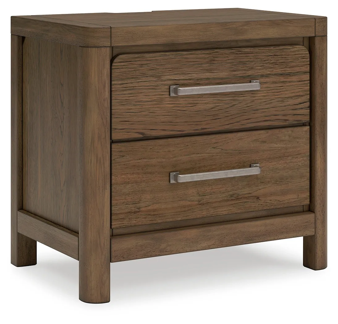 Cabalynn Queen Upholstered Bed with Chest and Nightstand in Light Brown