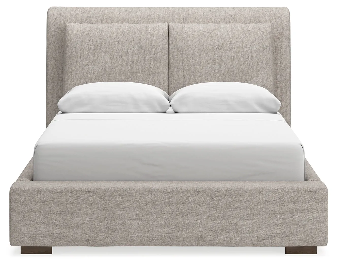 Cabalynn Queen Upholstered Bed with Chest and Nightstand in Light Brown