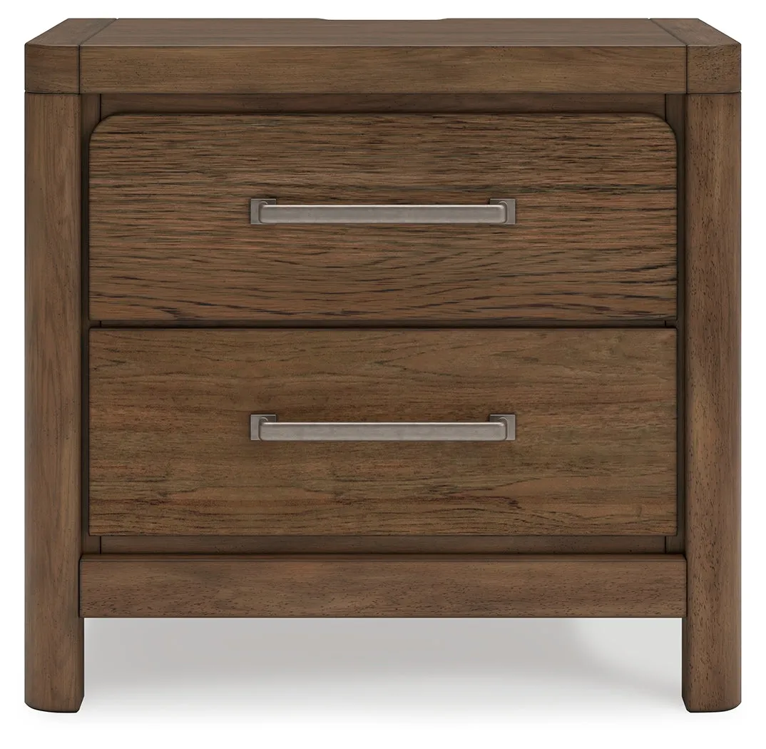 Cabalynn Queen Upholstered Bed with Chest and Nightstand in Light Brown