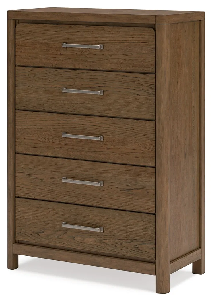 Cabalynn Queen Upholstered Bed with Chest and Nightstand in Light Brown