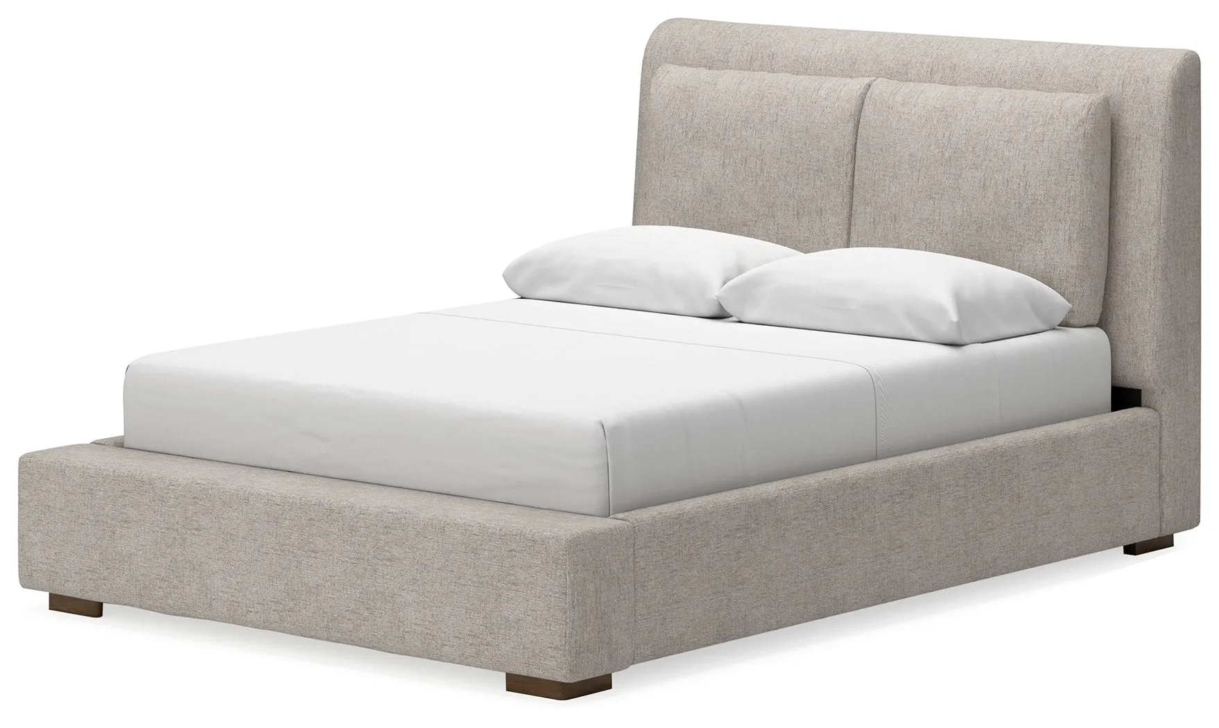 Cabalynn Queen Upholstered Bed with Chest and Nightstand in Light Brown