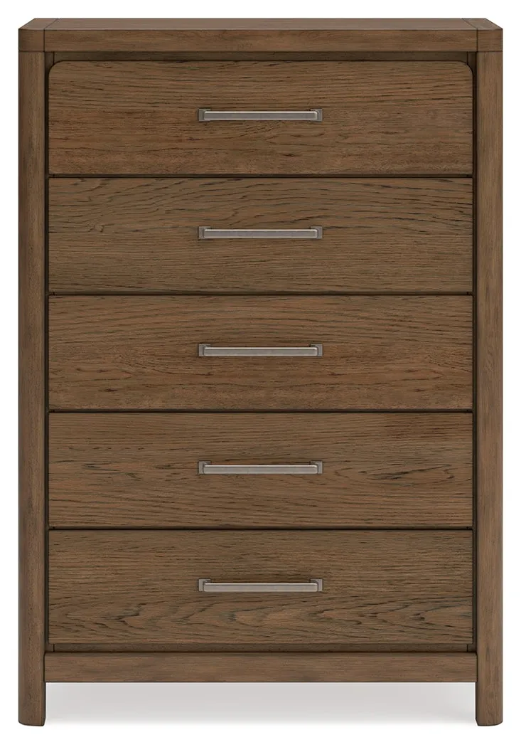 Cabalynn Queen Upholstered Bed with Chest and Nightstand in Light Brown