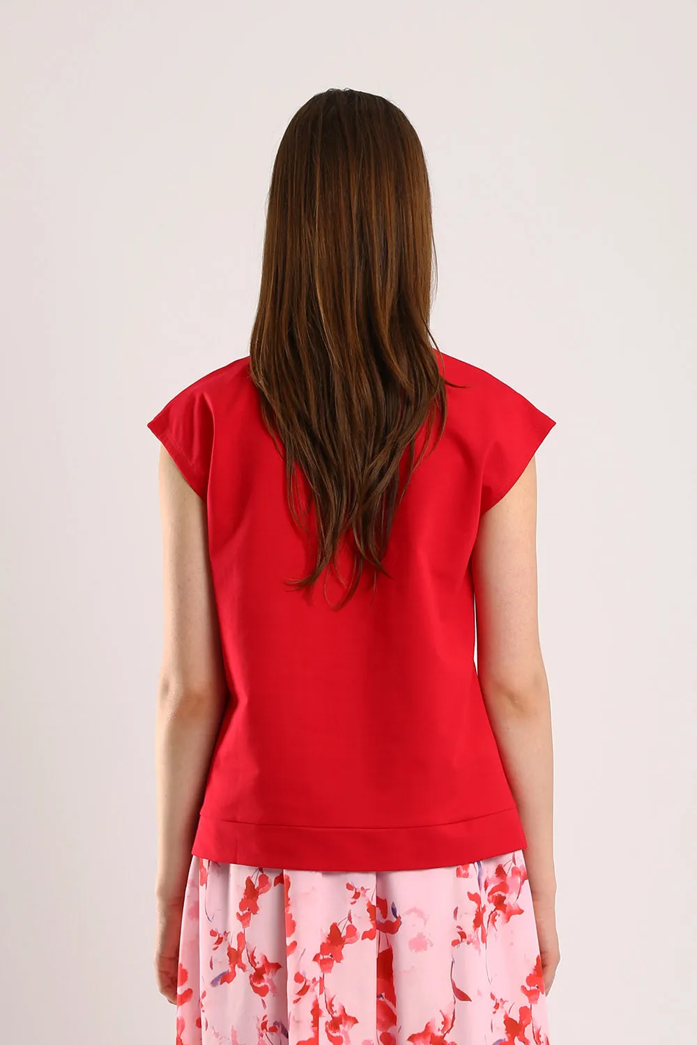 Celestine Sleeveless Jersey Top in Scarlet Red