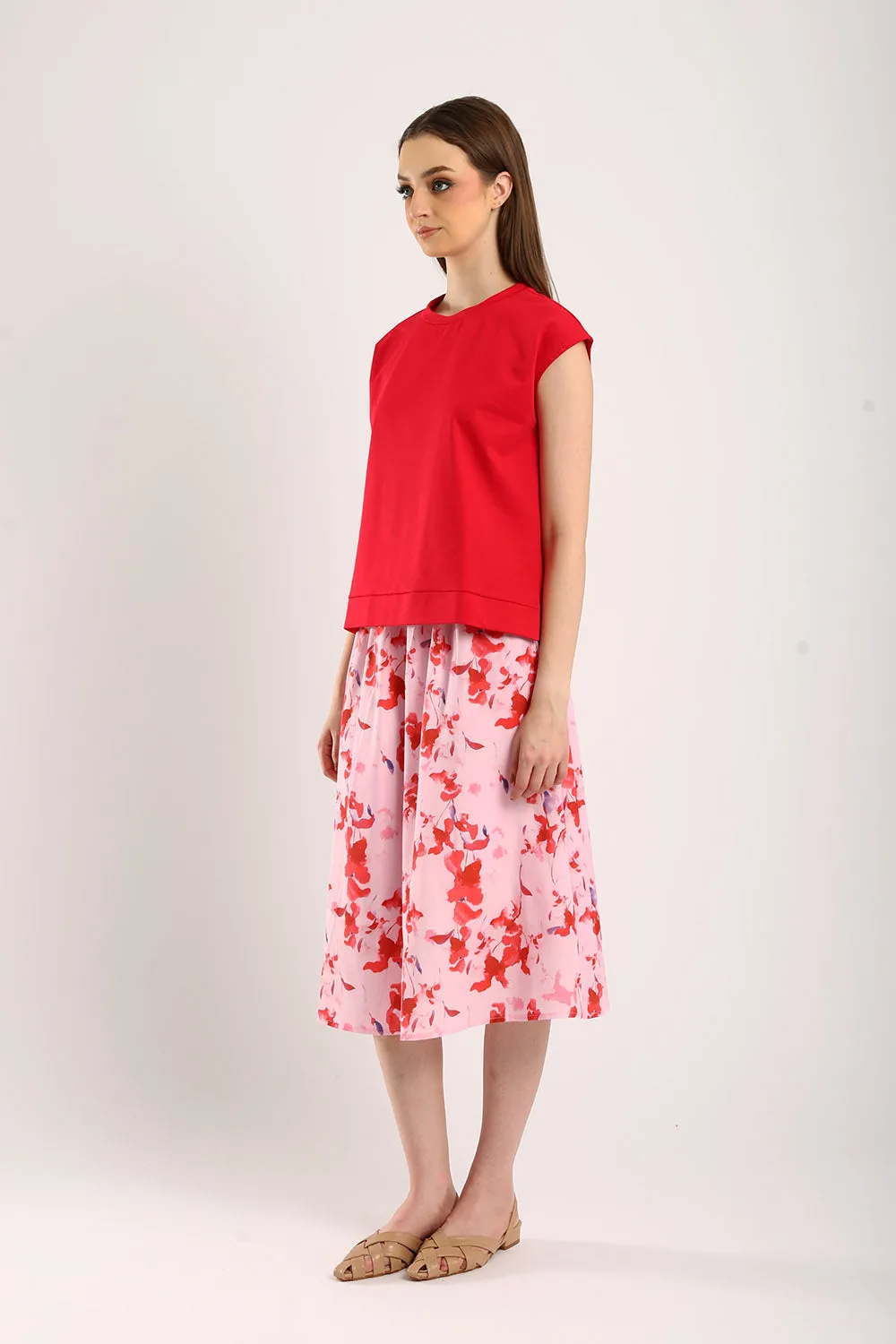 Celestine Sleeveless Jersey Top in Scarlet Red