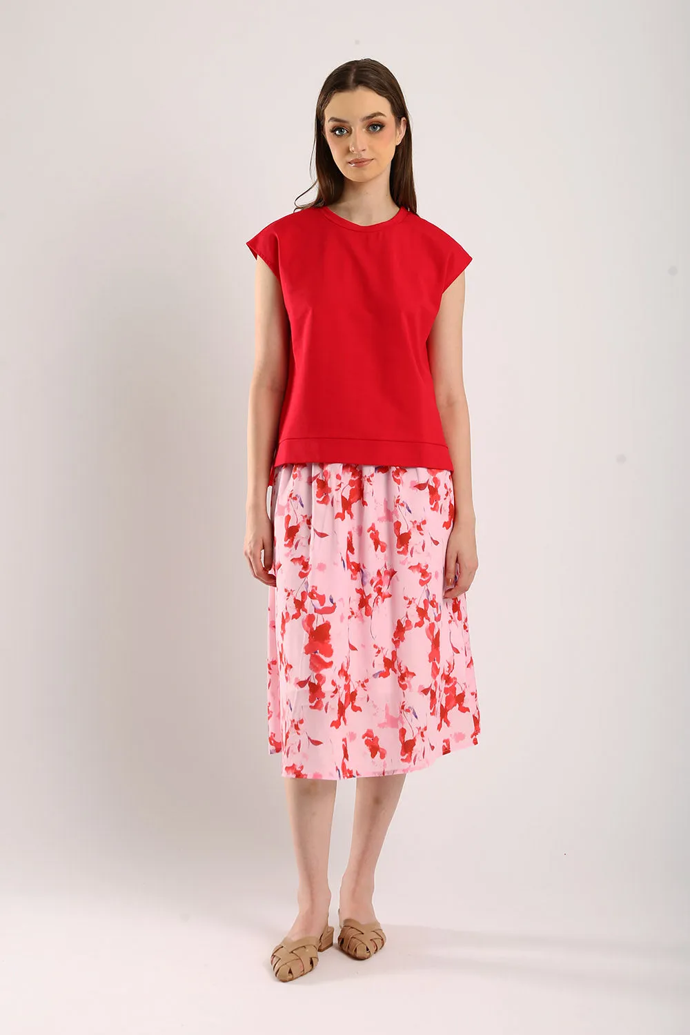 Celestine Sleeveless Jersey Top in Scarlet Red