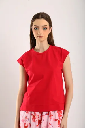 Celestine Sleeveless Jersey Top in Scarlet Red
