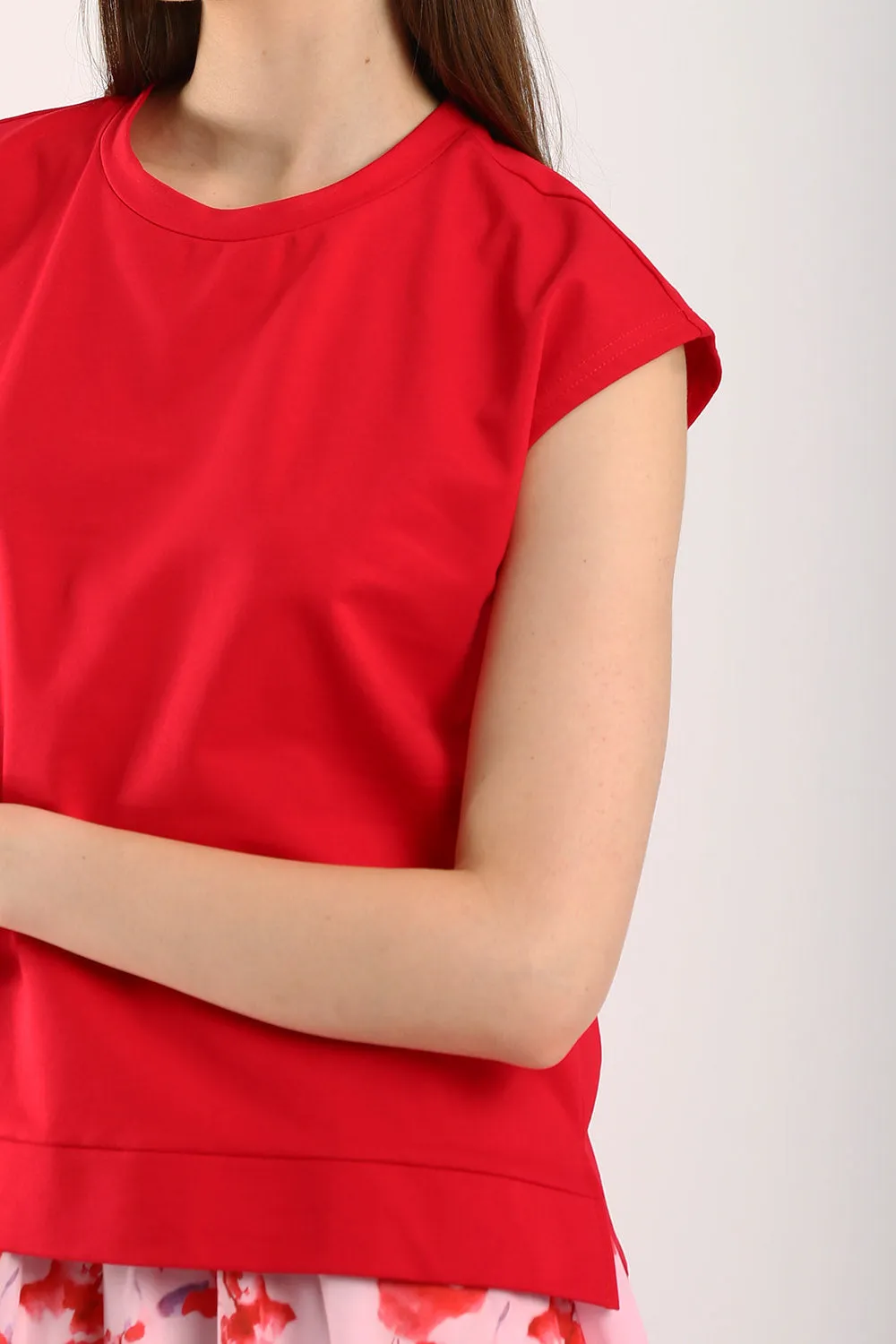 Celestine Sleeveless Jersey Top in Scarlet Red