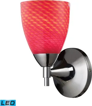 Celina 1 Light Led Sconce In Polished Chrome and Scarlet Red Glass