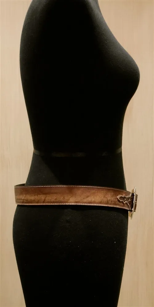 Continental Leather Fashion Silver Square Buckle Belt