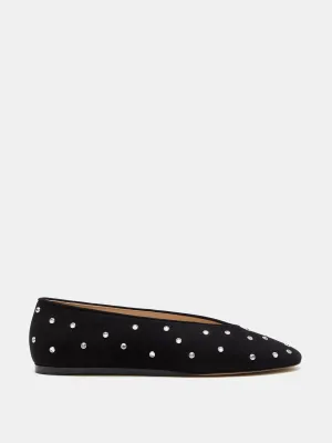 Crystal studded black suede Regency slippers