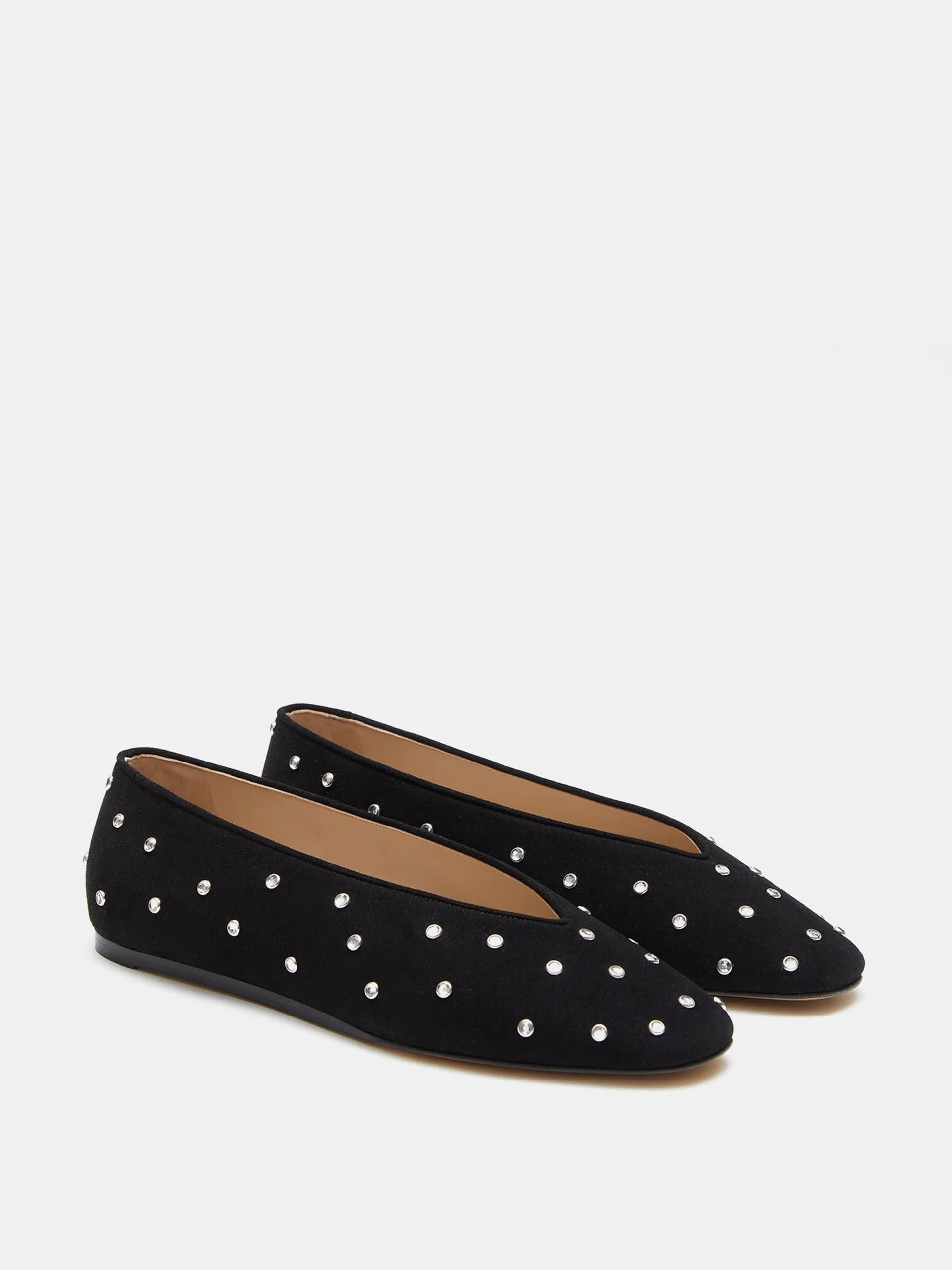 Crystal studded black suede Regency slippers