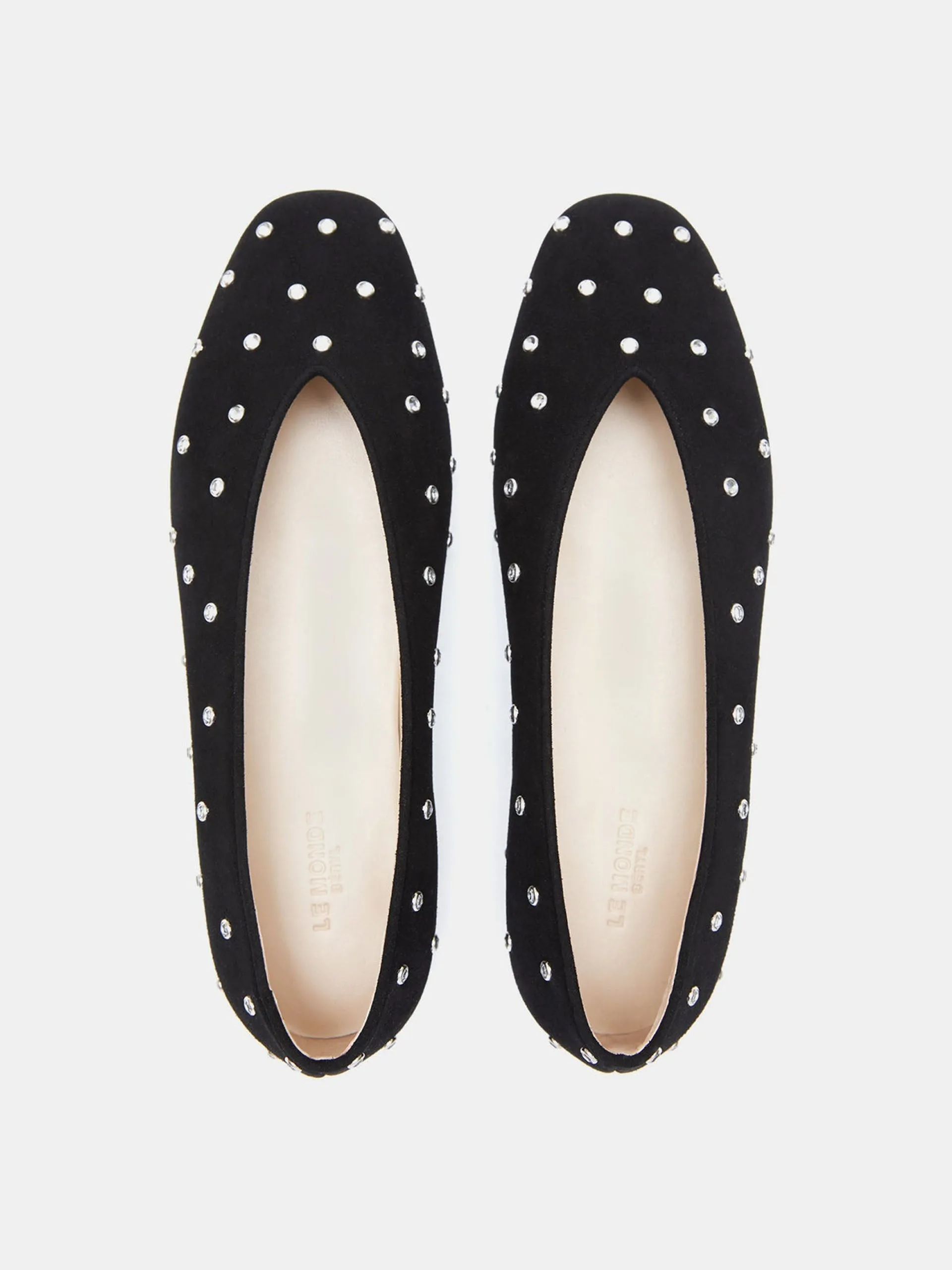 Crystal studded black suede Regency slippers