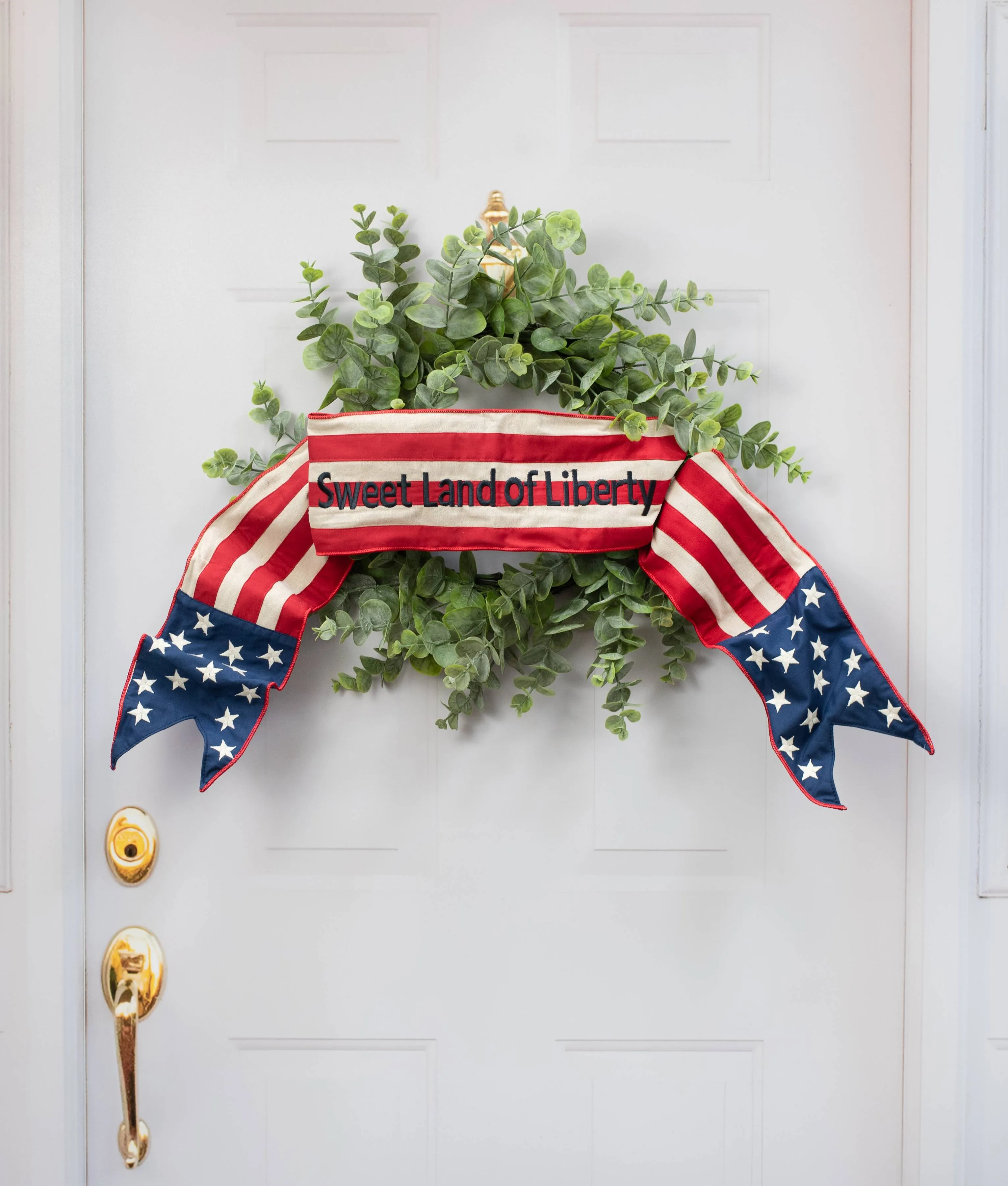[D Stevens] 6" Canvas Stars and Stripes "Sweet Land of Liberty" Wreath Sash