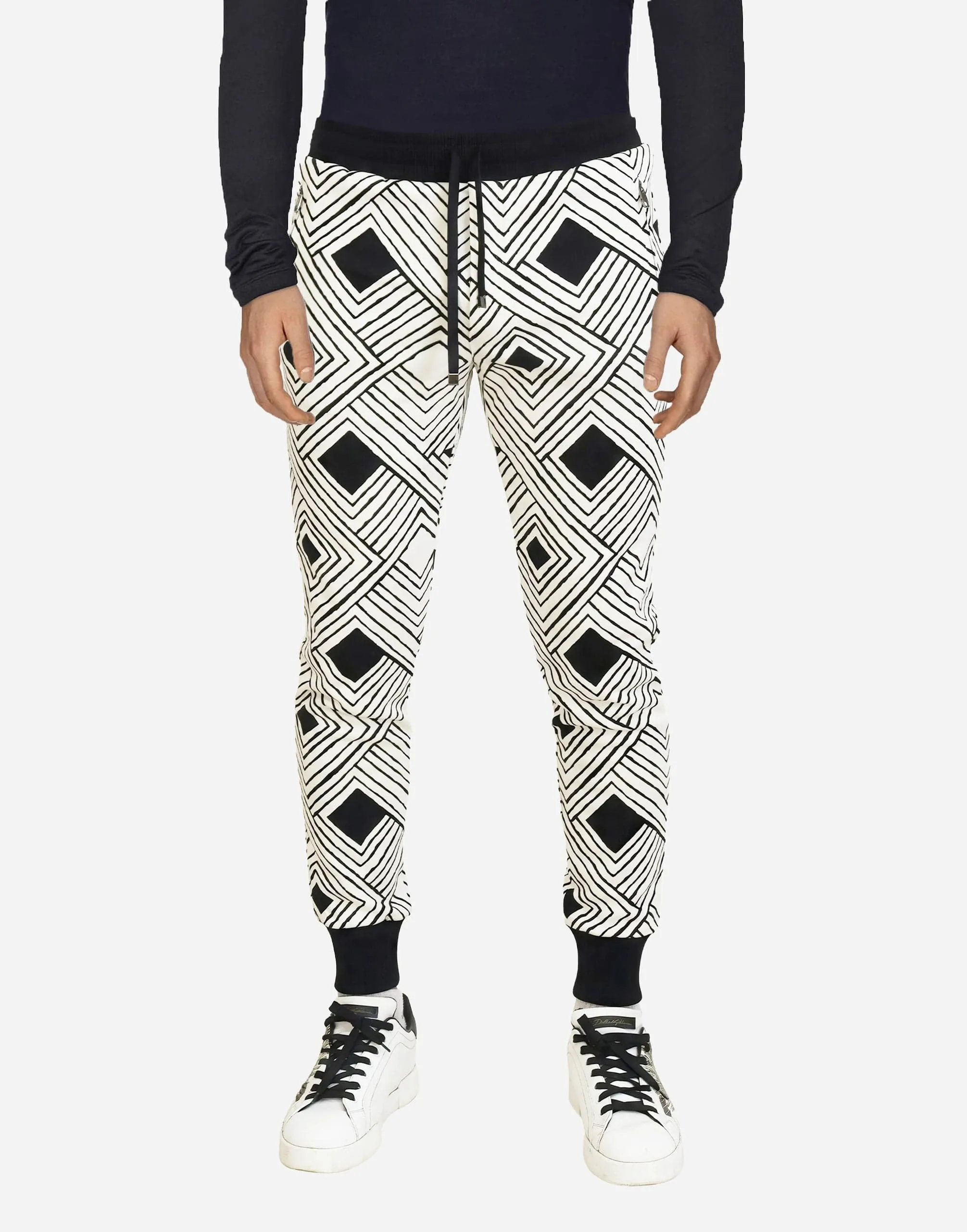 Geometric Print Cotton Jogging Pants