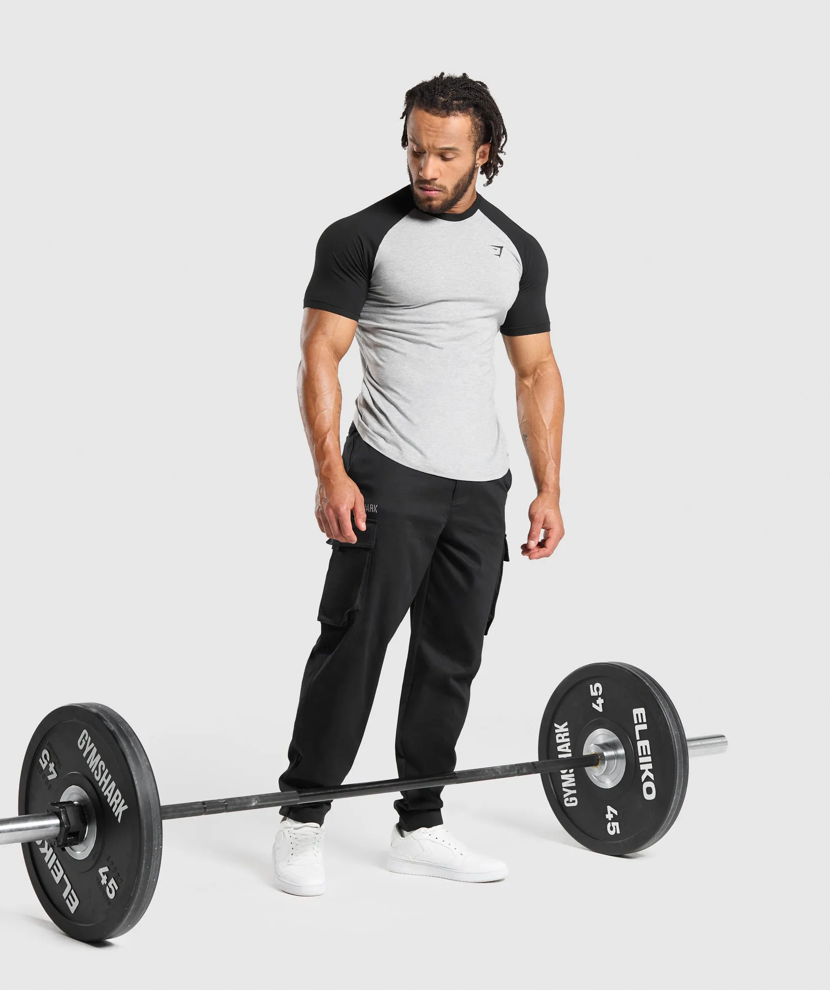 Gymshark Raglan T-Shirt - Light Grey Core Marl/Black