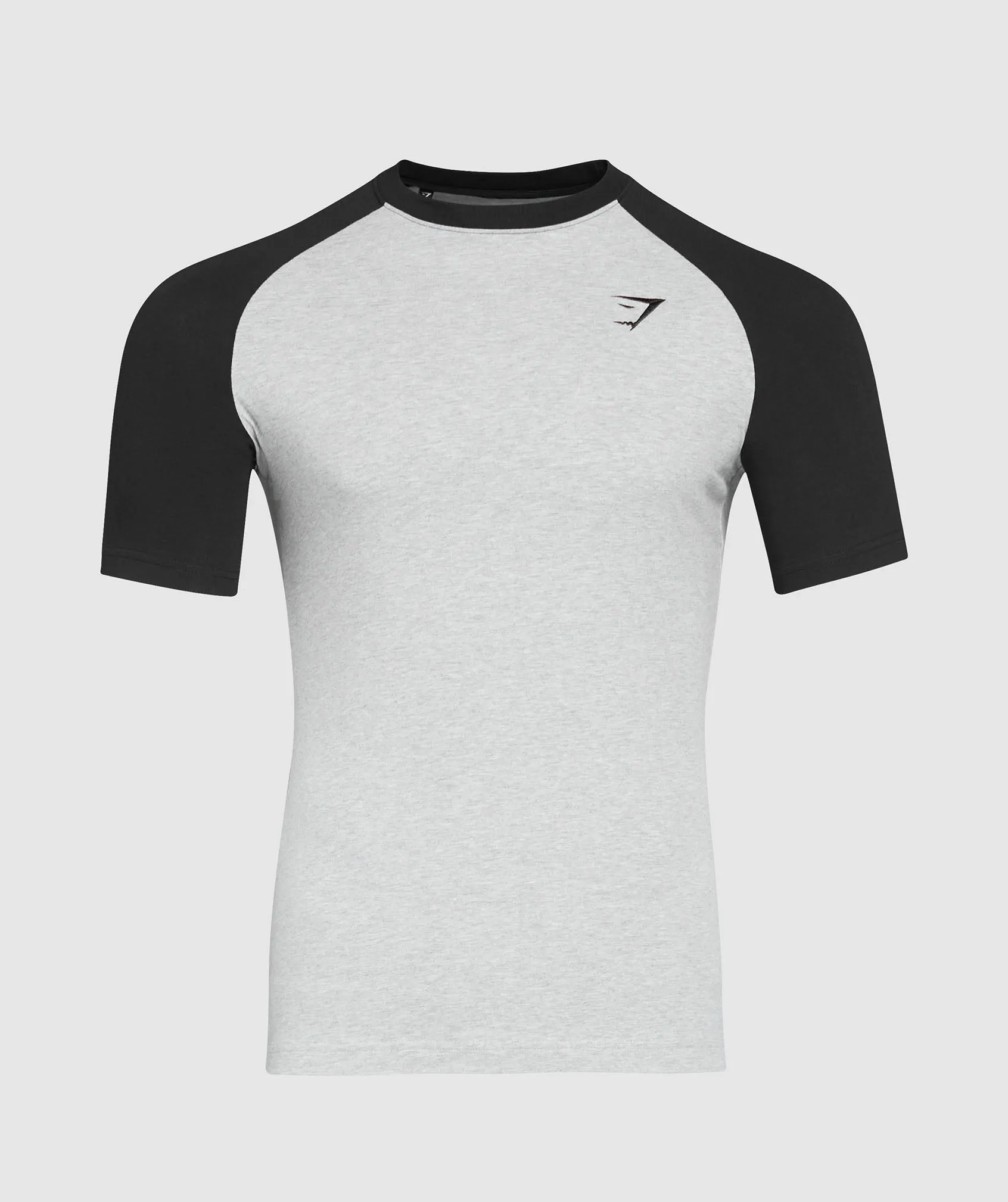 Gymshark Raglan T-Shirt - Light Grey Core Marl/Black