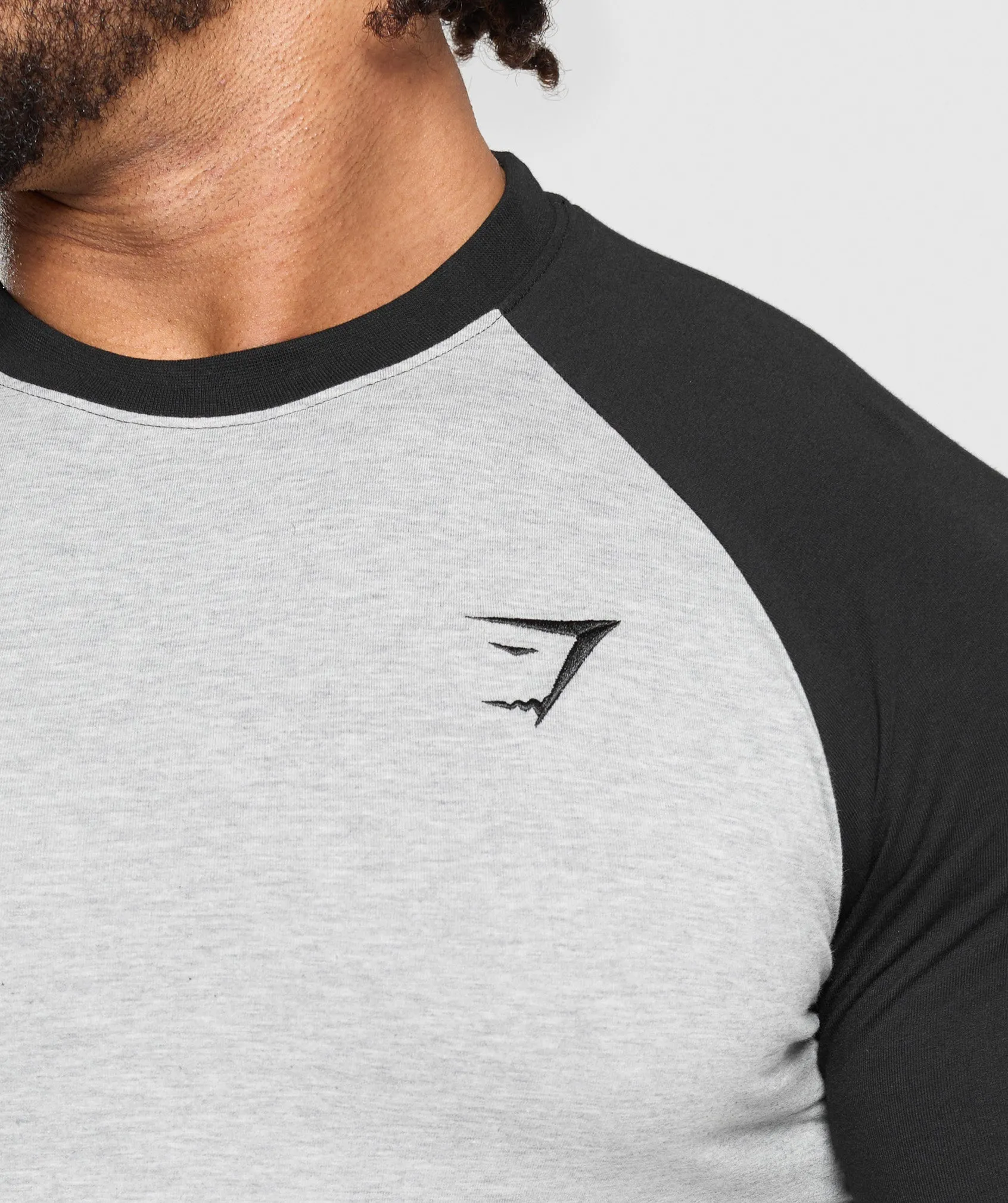 Gymshark Raglan T-Shirt - Light Grey Core Marl/Black