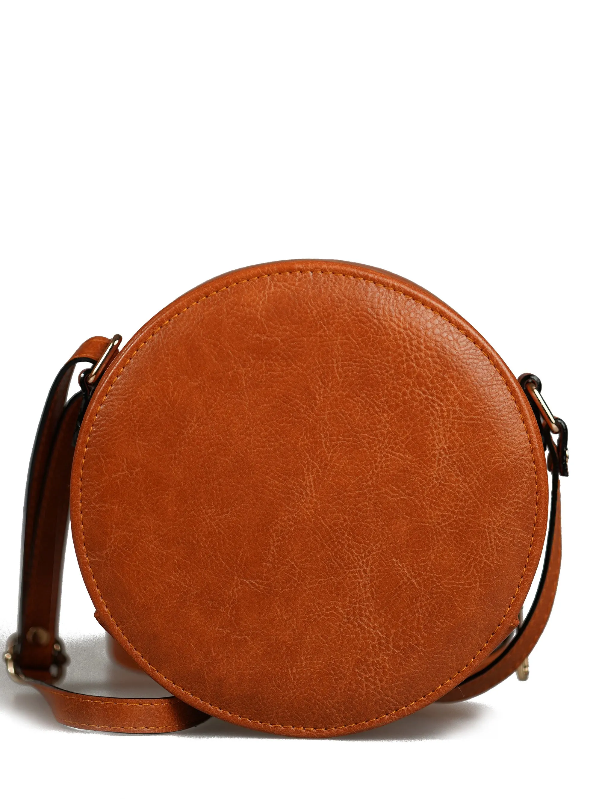 Hand Embroidered Peach Cornfield Round  Sling Bag