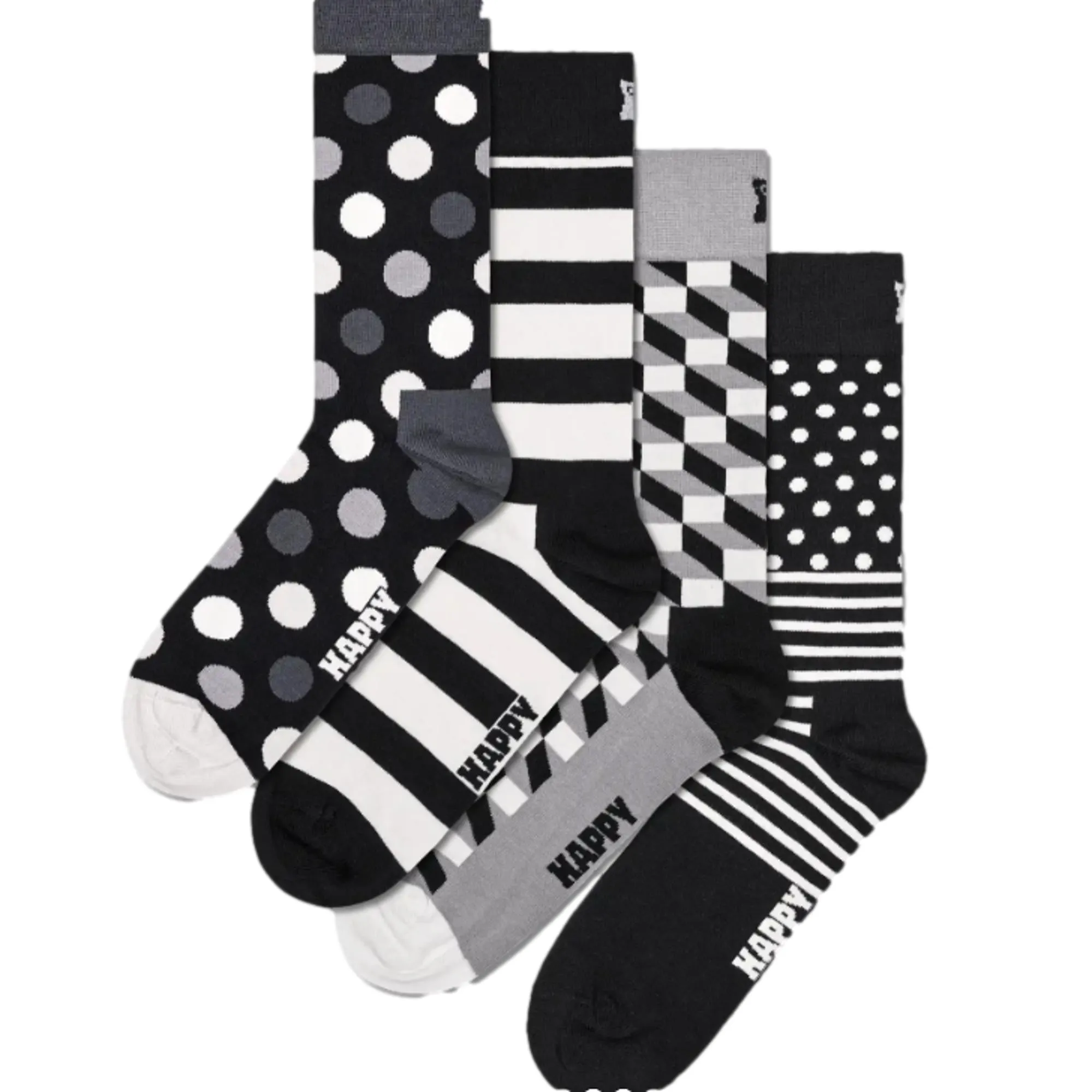 Happy Socks Classic Black & White Socks 4 Pack Gift Set