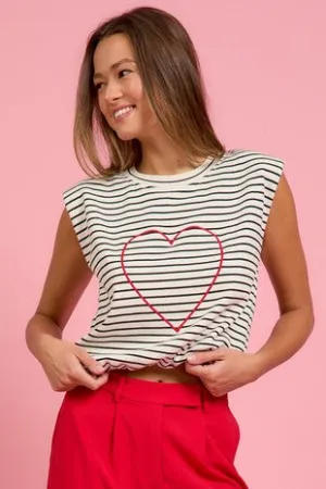 Heart Embroidered Top