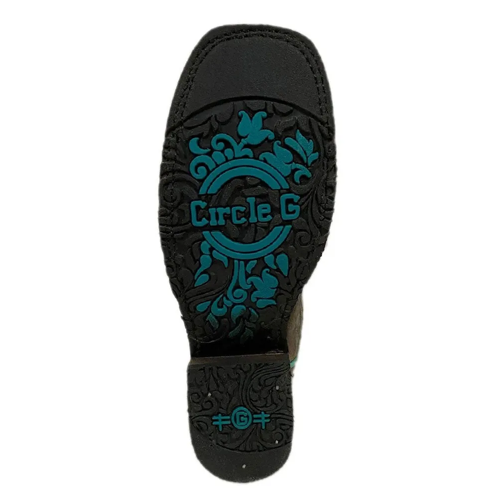 L5722 Circle G by Corral Women's Peanut Embroidery Wide Square Toe Western Boots