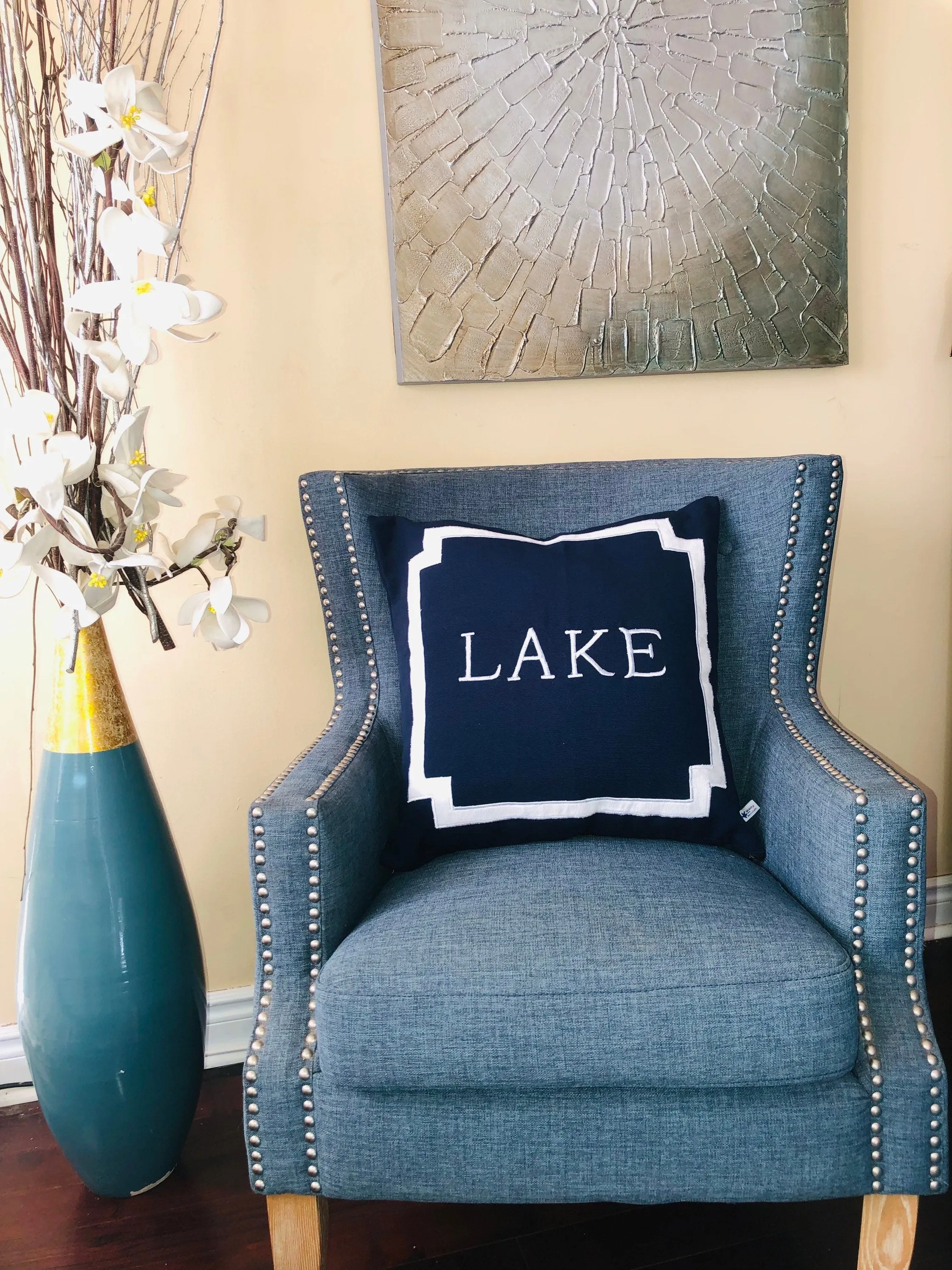 Lake Pillow, Beach House Accent Square Throw Pillows