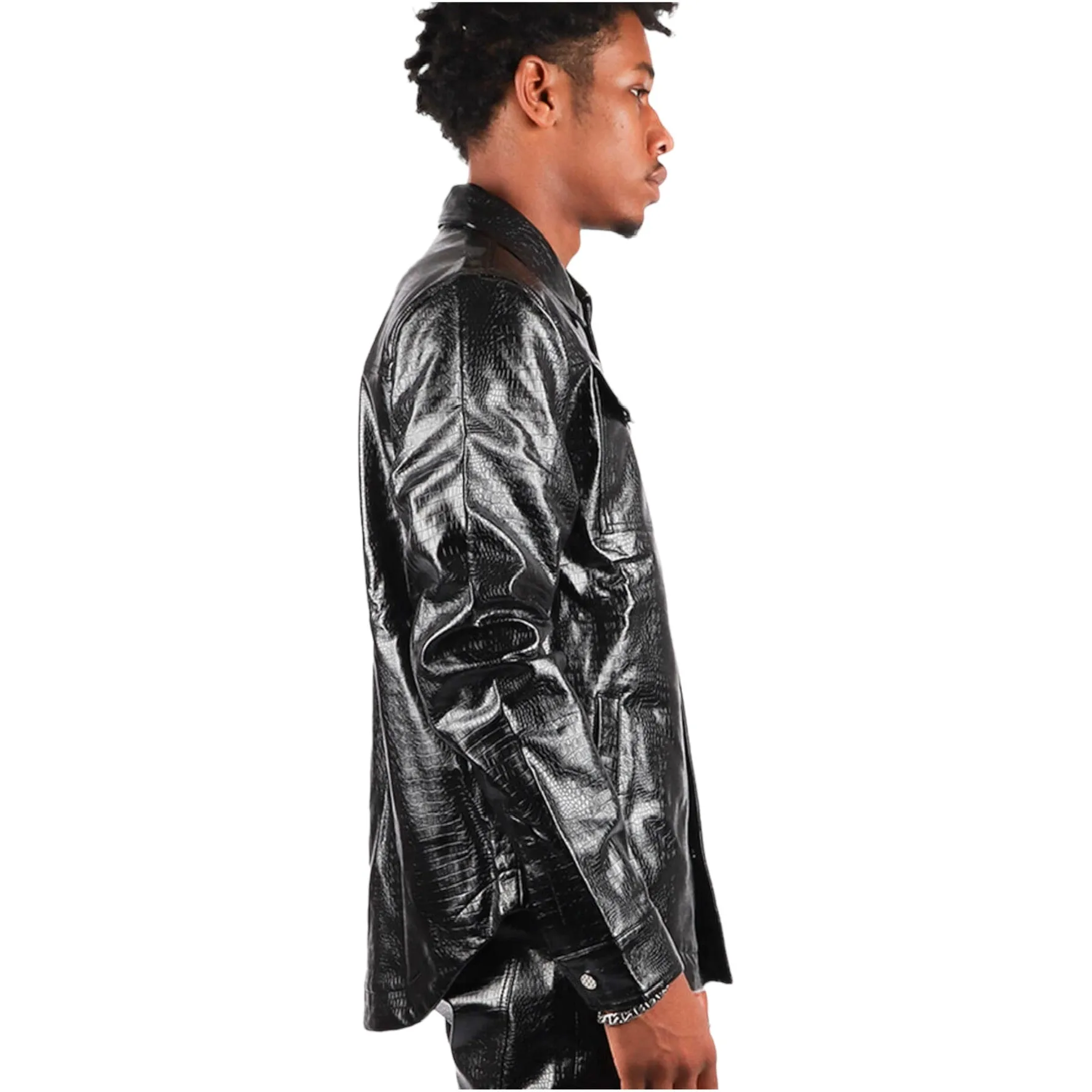 MAJESTIK: Shiny Snakeskin Shirt SH2351