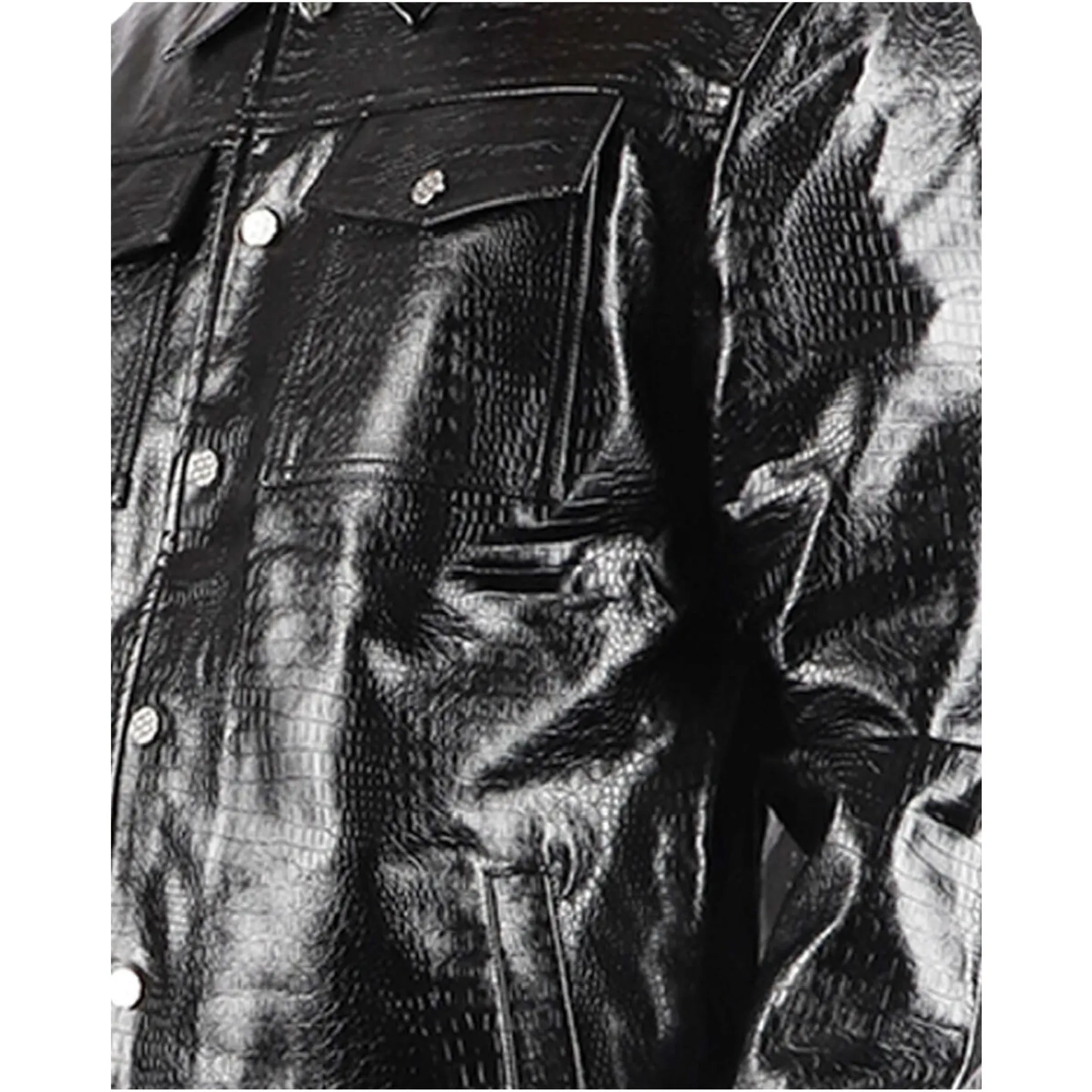 MAJESTIK: Shiny Snakeskin Shirt SH2351