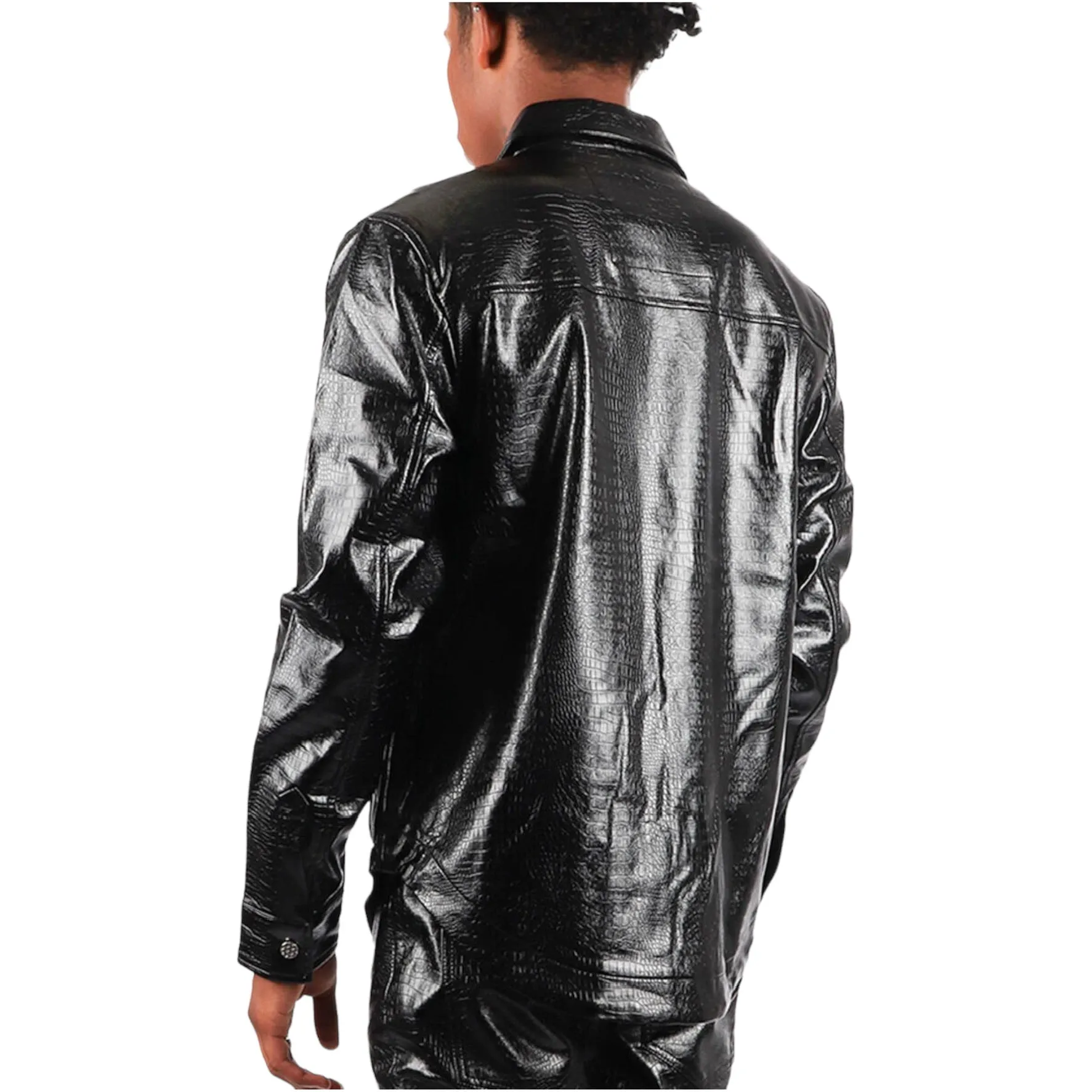MAJESTIK: Shiny Snakeskin Shirt SH2351