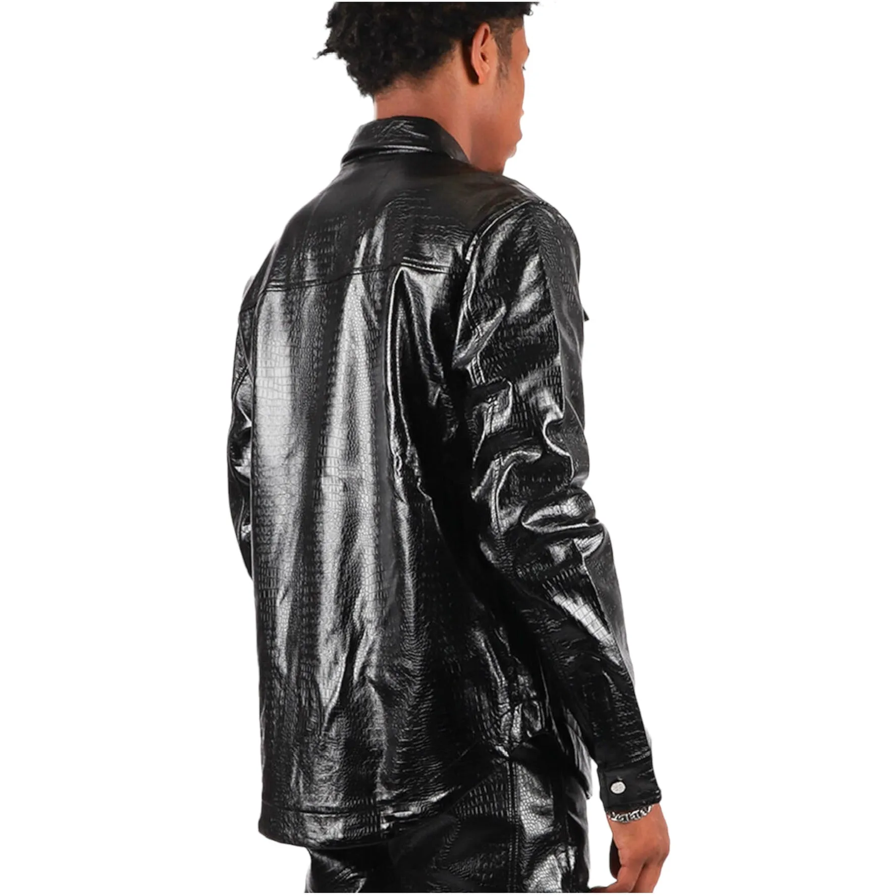 MAJESTIK: Shiny Snakeskin Shirt SH2351