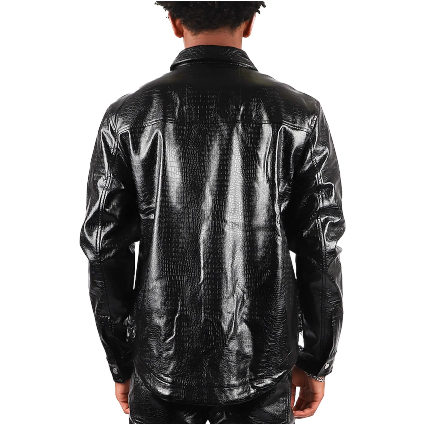 MAJESTIK: Shiny Snakeskin Shirt SH2351