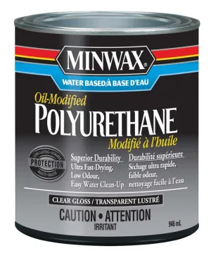 Minwax® Water Based Oil-Modified Polyurethane, Gloss, Clear, 946 mL