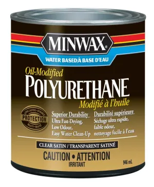 Minwax® Water Based Oil-Modified Polyurethane, Satin, Clear, 946 mL