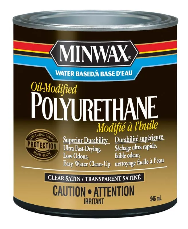 Minwax® Water Based Oil-Modified Polyurethane, Satin, Clear, 946 mL